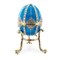 Crystal Rhombus on Blue Enamel Royal Inspired Metal Easter Egg 3.15 Inches